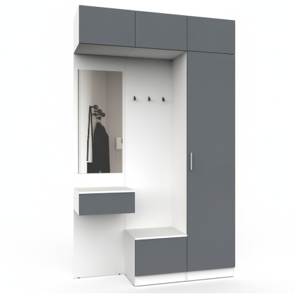 Набор мебели для прихожей "Марсель-205" МР 01-205 В2490 Ш1500 Г420 (ЛДСП Графит серый)